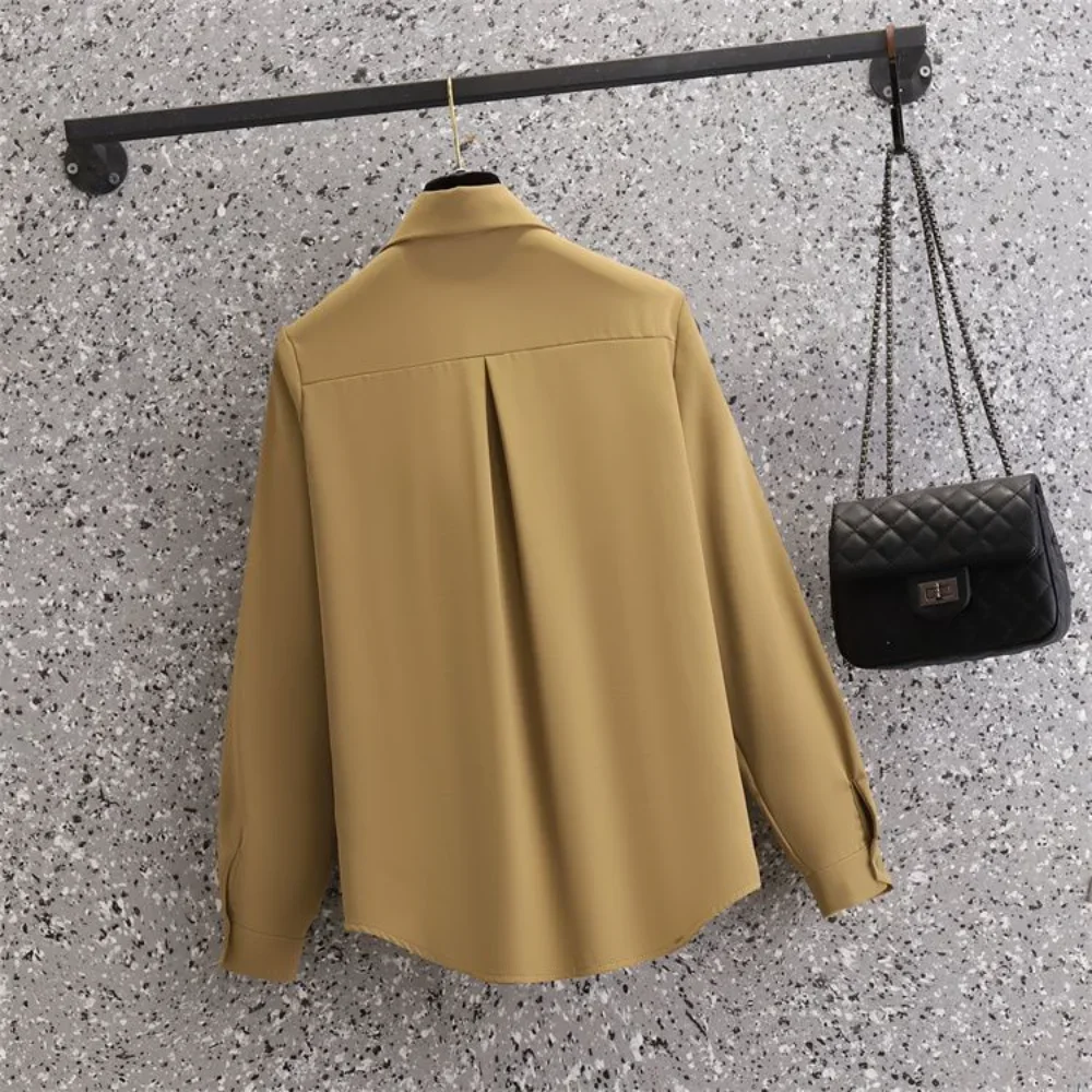 Офисные женские поддельные 2-слойные рубашки свободные L-5XL уличная одежда BF