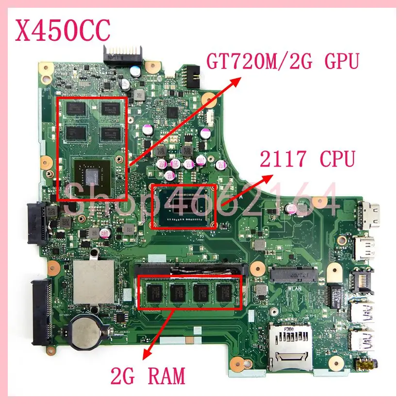 

X450CC с 2 Гб ОЗУ 2117 ЦП GT720M/2G Ноутбук Материнская плата Asus X450 X450C X450CC материнская плата для ноутбука 100% протестирована ОК
