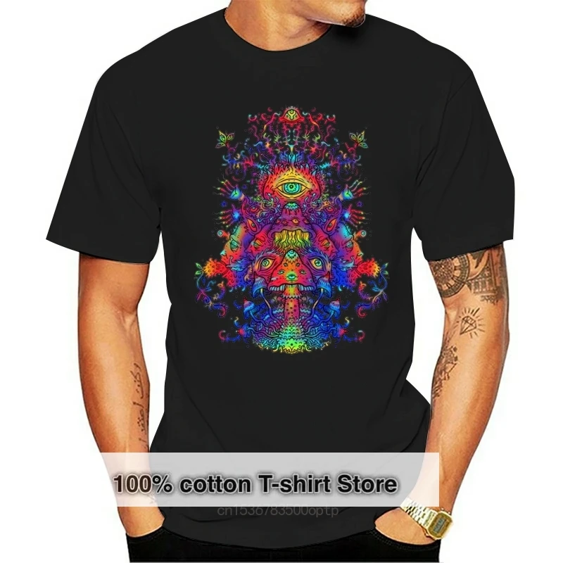 

Trippy Hippie Psychedelic Mushroom T-Shirt Psilocybin T-Shirt Black Cotton Tee