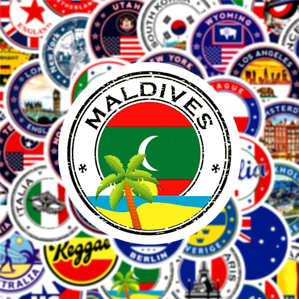 10/30/50PCS National Personality Logo Graffiti Stickers Luggage Computer Notebook Skateboard Waterproof Wholesale - купить по