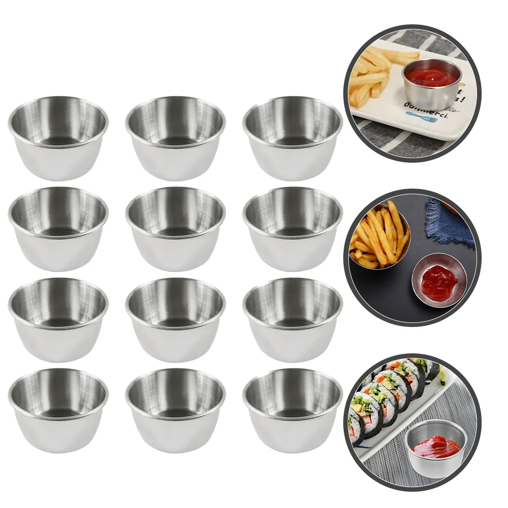 

Bowls Dish Sauce Dipping Mini Cup Vinegar Small Serving Bowl Dishes Condiment Plate Kitchen Prep Appetizer Sauces Steel Metal