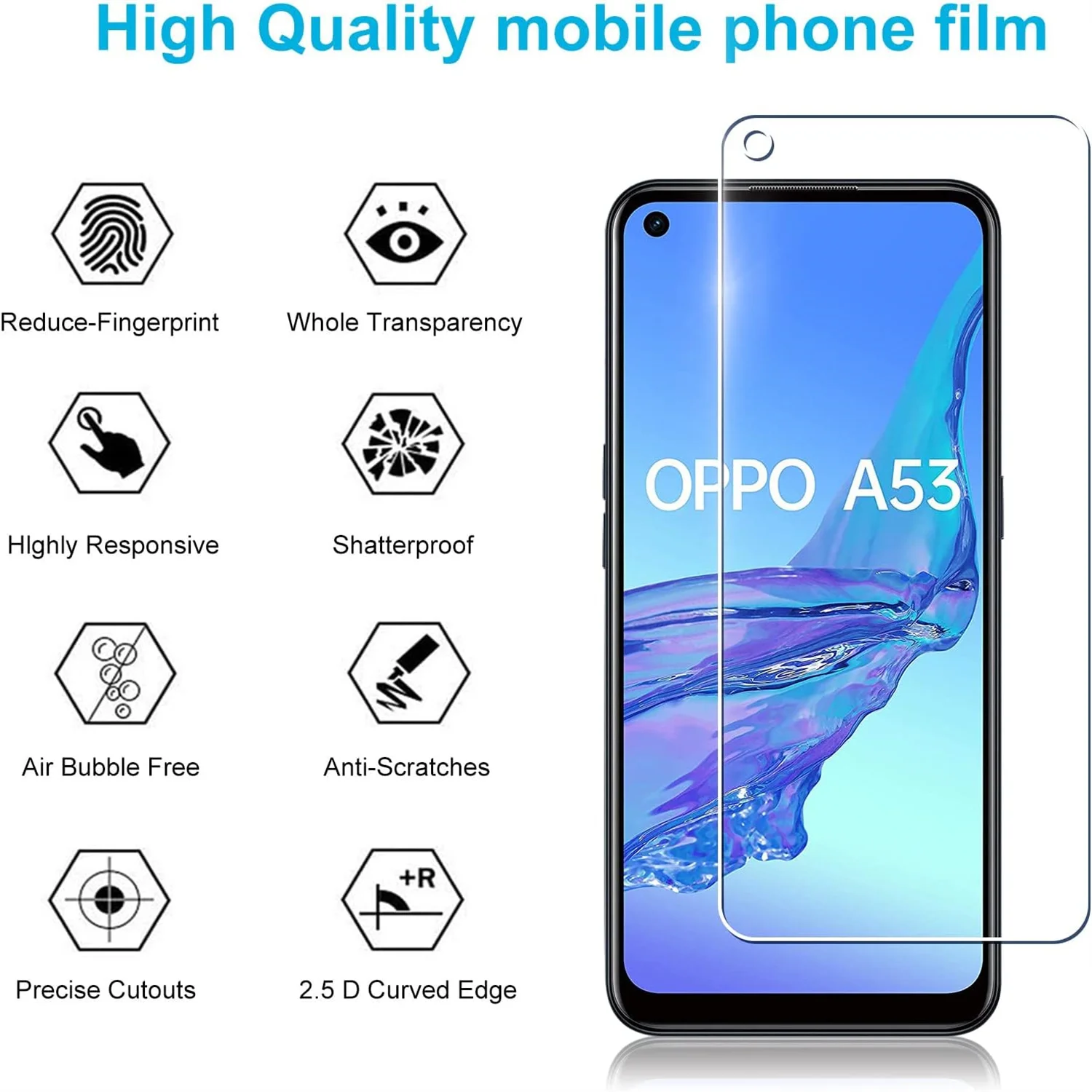 Фото 2/4 шт. HD закаленное стекло для OPPO A53 A53S 5G 9H защита экрана №2