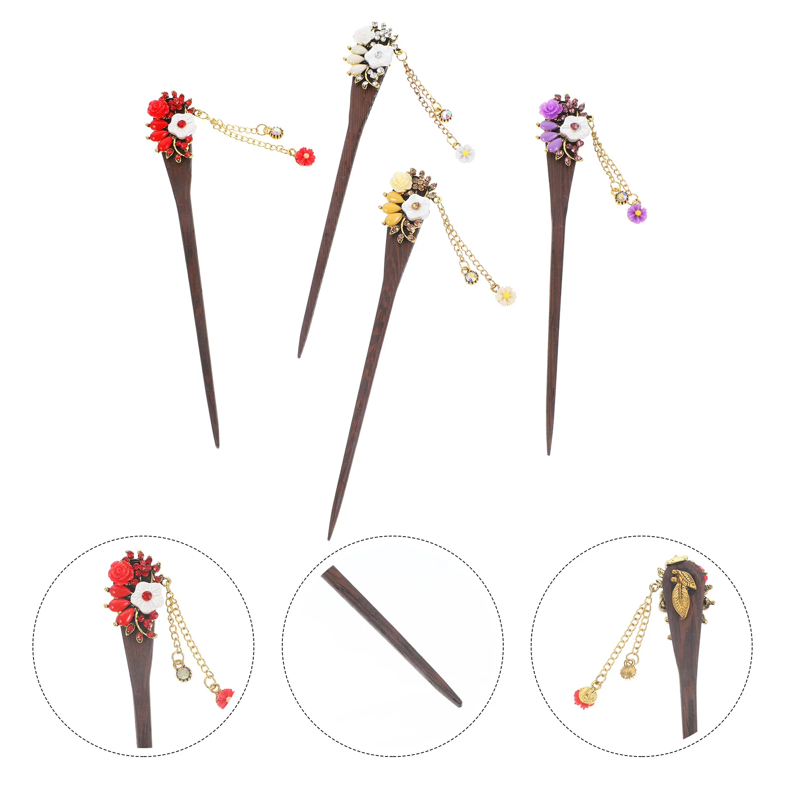 

Frcolor 1PC Stylish Wooden Hair Stick Vintage Bronze Hair Pin Traditional Flower Hairpin for Women Hair Styling (Blue)