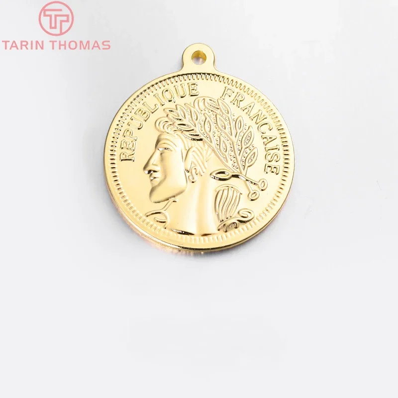 (1001) 4 шт. 25*29 мм 20*23 24 К золото цвет латунь Королева Англии монеты подвески Diy