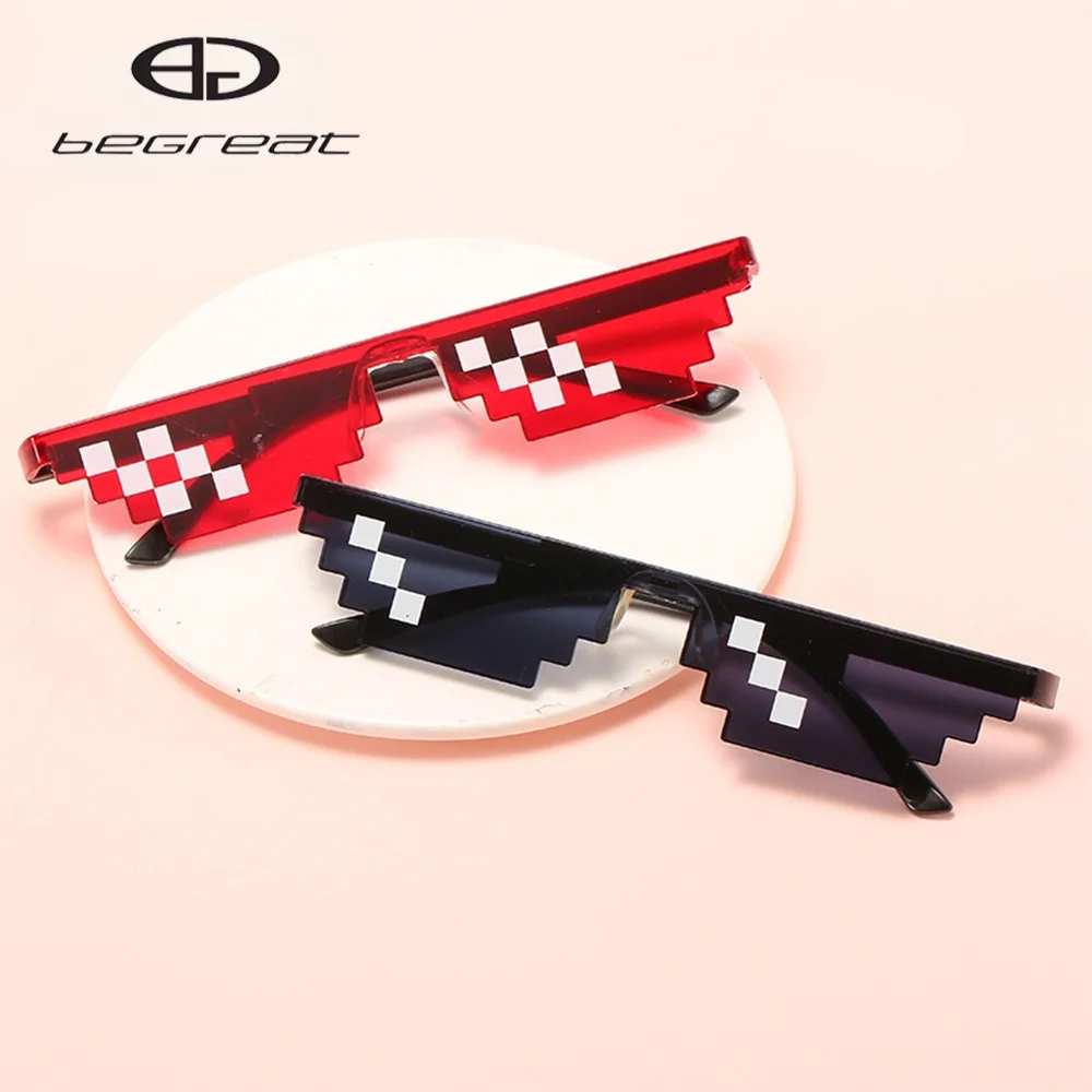 

BEGREAT Mosaic Glasses Sunglasses Men Women 8 Bit Coding Pixel Trendy Cool Super Party Funny Vintage Shades Eyewear Funny toy