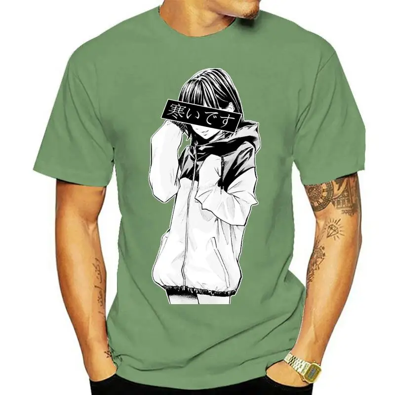 

Cold - Sad Japanese Aesthetic Graphic Anime T-Shirt Fashion 2022 Men's Cotton Short Sleeve Printing T-Shirt