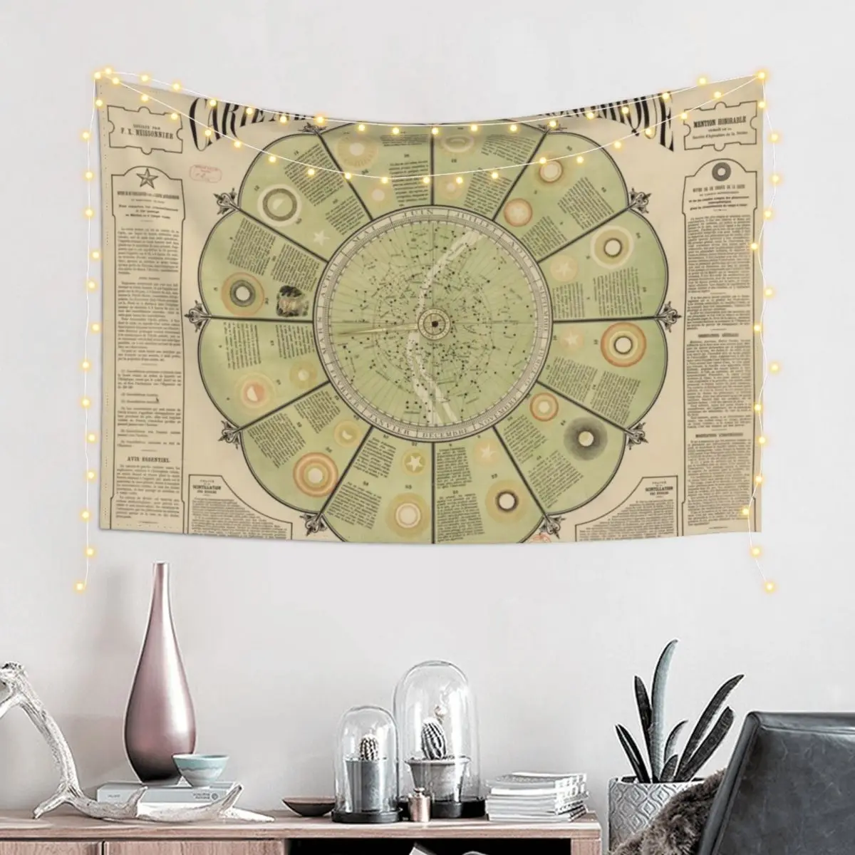 Метеорологическая и астрономическая карта Fran?ois-Xavier Meissonnier (1877) Гобелен Украшение