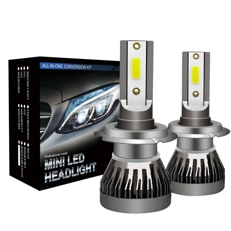 

Автомобильная светодиодная фара H7, автомобильная лампа дневного света COB 9005 9006 9012 6000 лм 90 Вт, комплект автомобильных фар, лампы луча K, белые