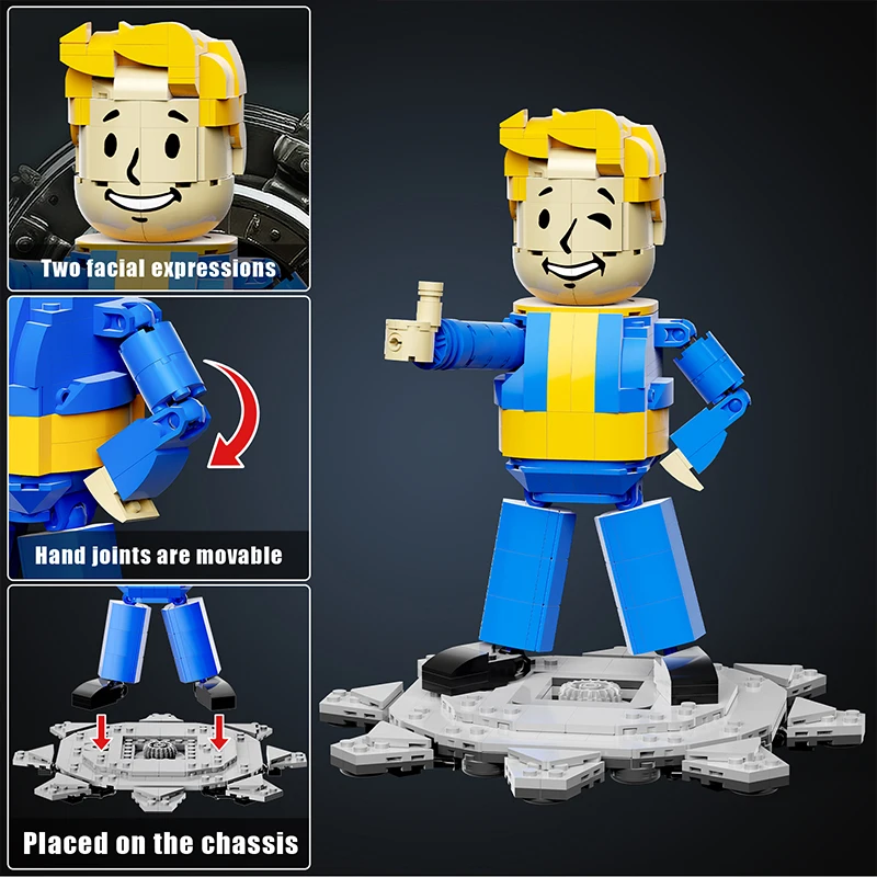 621 шт. идеи Fallout Vault Boy MOC Shelter Building Block Популярная серия фильмов Экшн-модель для