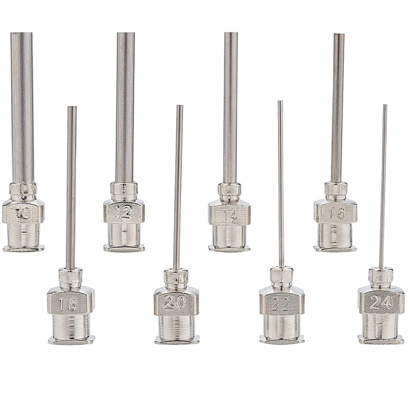 

12pc 10G to 27G1.5 Inch 304 Stainless Steel Syringe All Metal Needle Blunt Tip Dispenser Needles Flat End Connected to Pneumatic