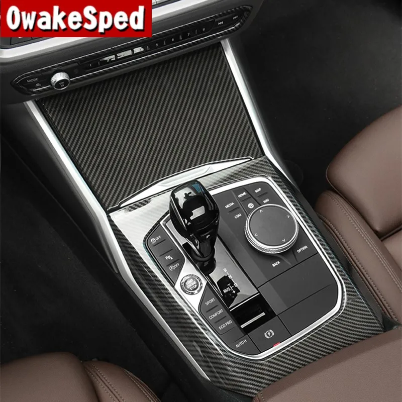 

Автомобильные аксессуары, центральная консоль, панель переключения передач, рамка, отделка переключения передач, узор из углеродного волокна для BMW 3 серии G20 G28 2019-2022 LHD