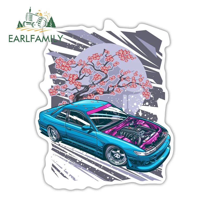 

EARLFAMILY 13 см x 10,6 см для вишни JDM автомобильные наклейки для ноутбука Виниловые наклейки для доски для серфинга фургон граффити RV