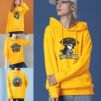 hoodies women aesthetic fashion long sleeve samurai print sweatshirts menfemale unisex casual loose pocket clothes streetwear