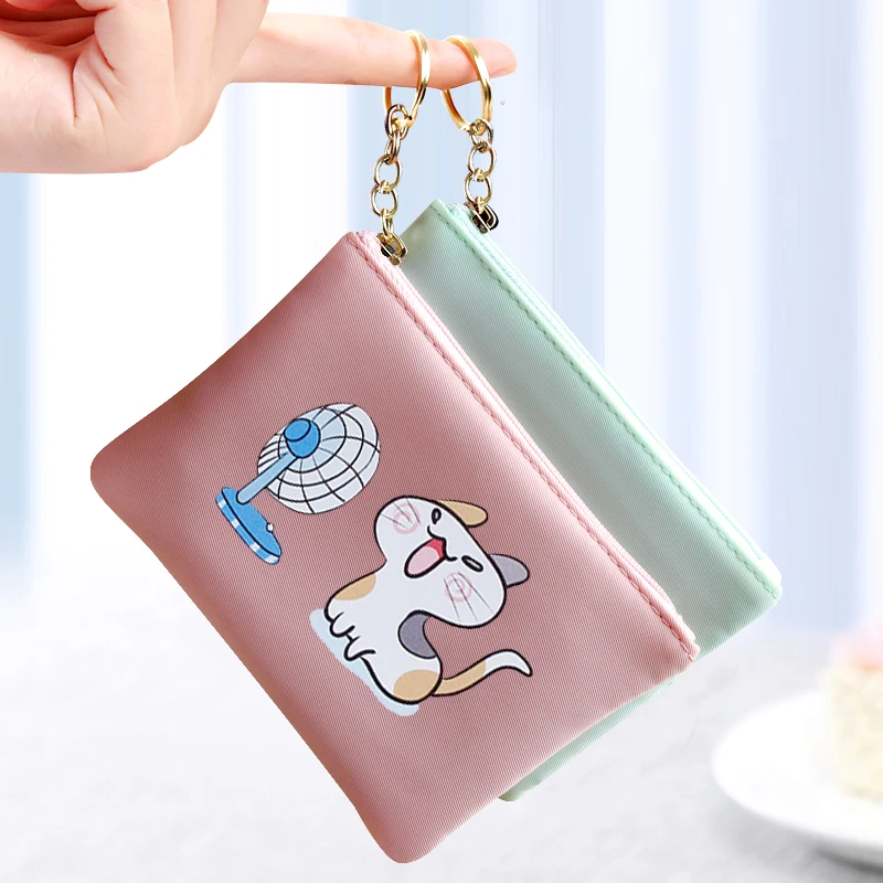

Cute Cartoon Cat Mini Change Wallet Women's Small Thin Coin Purse Oxford Cloth Design Individuation Cartoon Pouch For Lady Girl