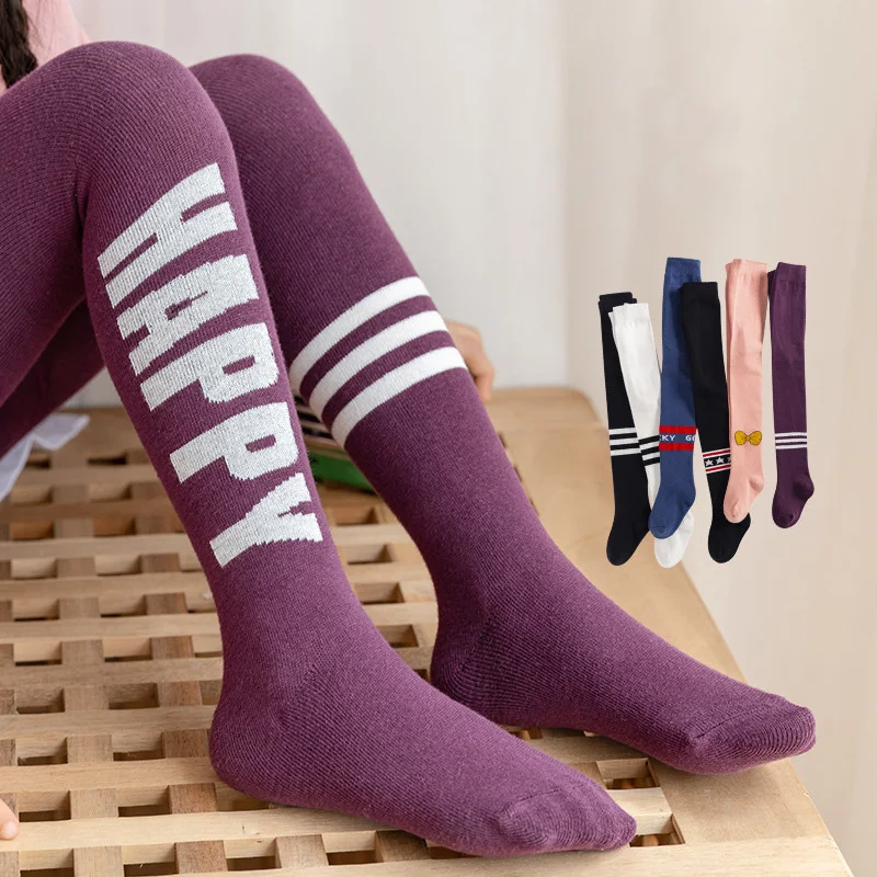 

Cotton Tights For Girls Autumn New Fashion Stripe Print Children Pantyhose High Waist Elastic Baby Girls Leggings Tights 2-12 Y