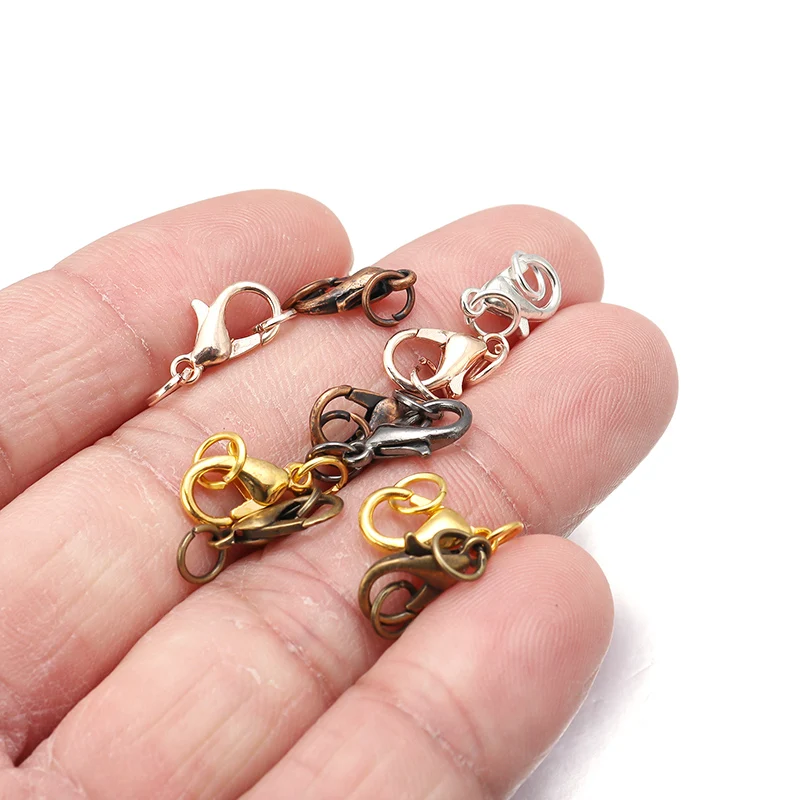20 шт. 10 12 мм застежки-крючки для омаров с кольцами-зажимами соединители браслетов
