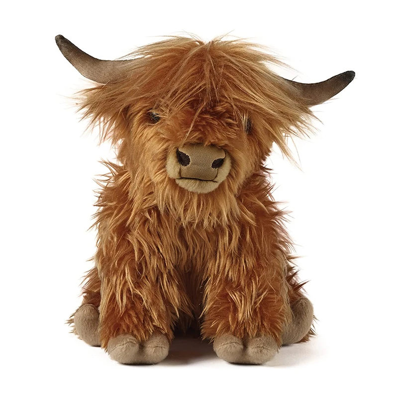 

25cm Kawaii Simulation Highland Cow Plush Toy Cuddly Soft Stuffed Animal Cow Plushie Baby Toys Birthday Gift for Kids Boys Girls