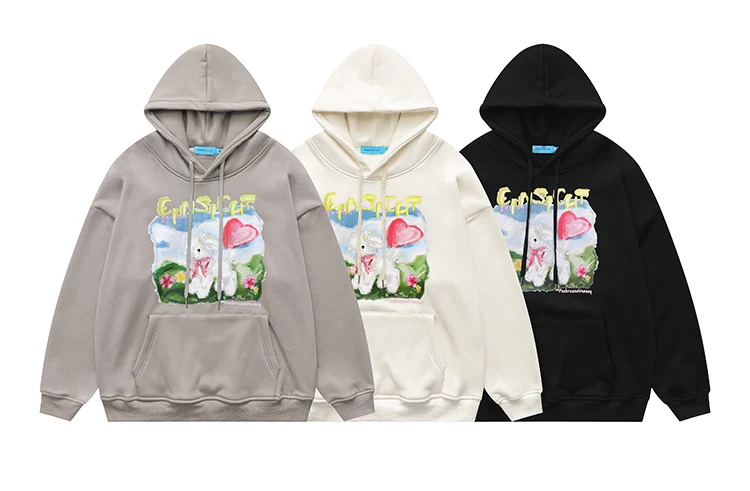 

Свитер мужской и женский оверсайз с капюшоном и принтом граффити, осень 2023