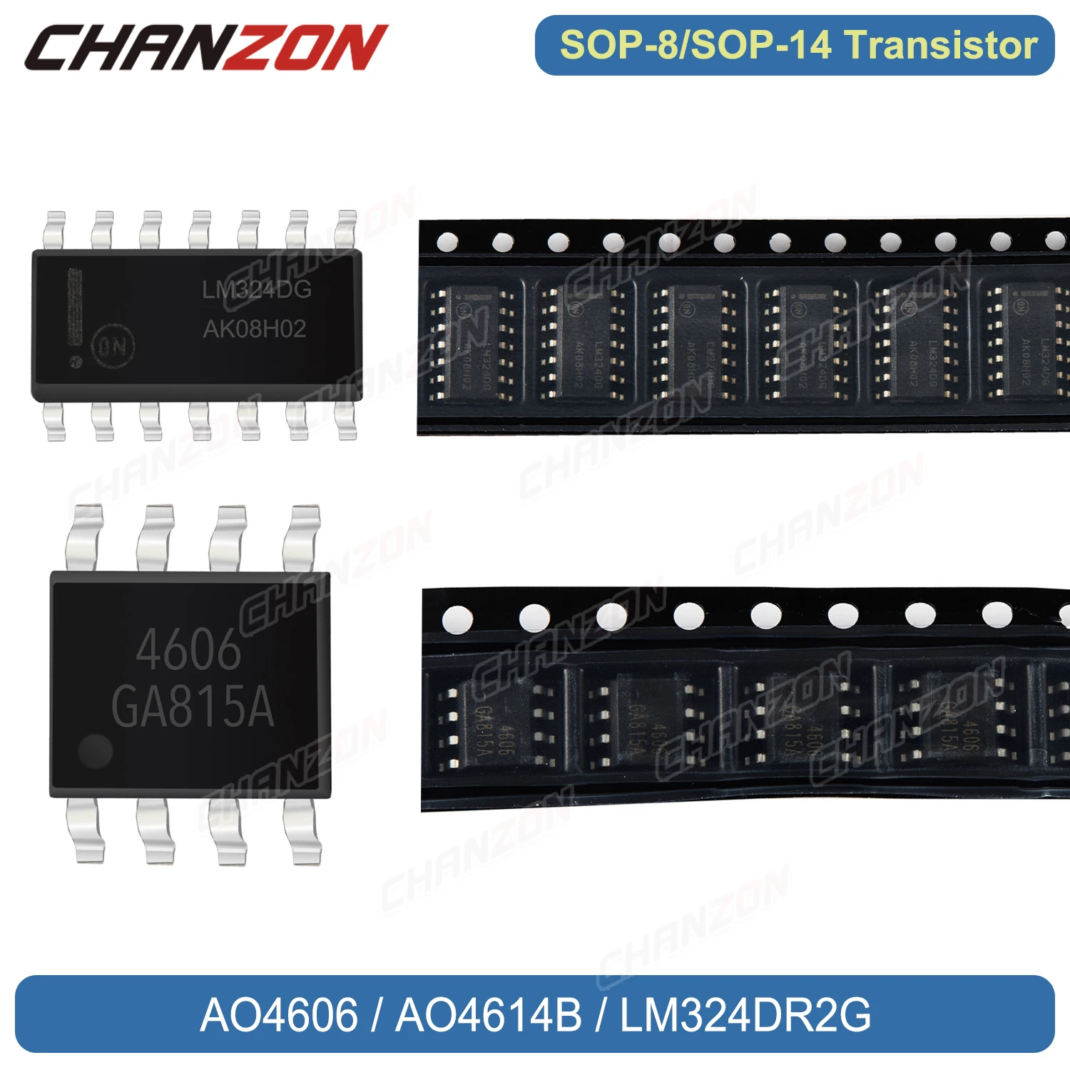 

SOP-8 AO4606 AO4614B AO4614 Complementary Trench MOSFET SOP-14 LM324DR2G Quad Operational Amplifier Transistor Bipolar Junction