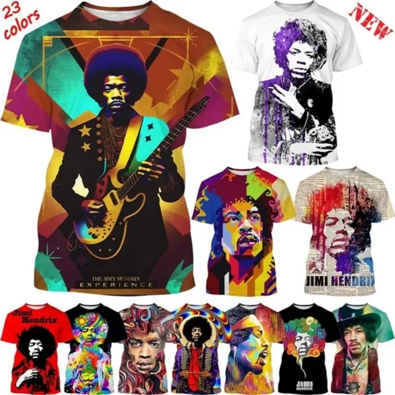 

Hot sale new Jimi Hendrix 3D printing T-shirt guitarist round neck short sleeve rock music fashion casual unisex tops