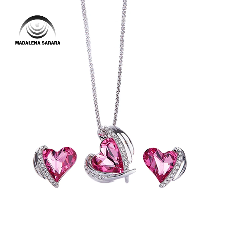 

Набор ювелирных изделий MADALENA SARARA AAA из синтетического кварца, модное романтическое ожерелье с кулоном в форме сердца, колье с цепочкой S925