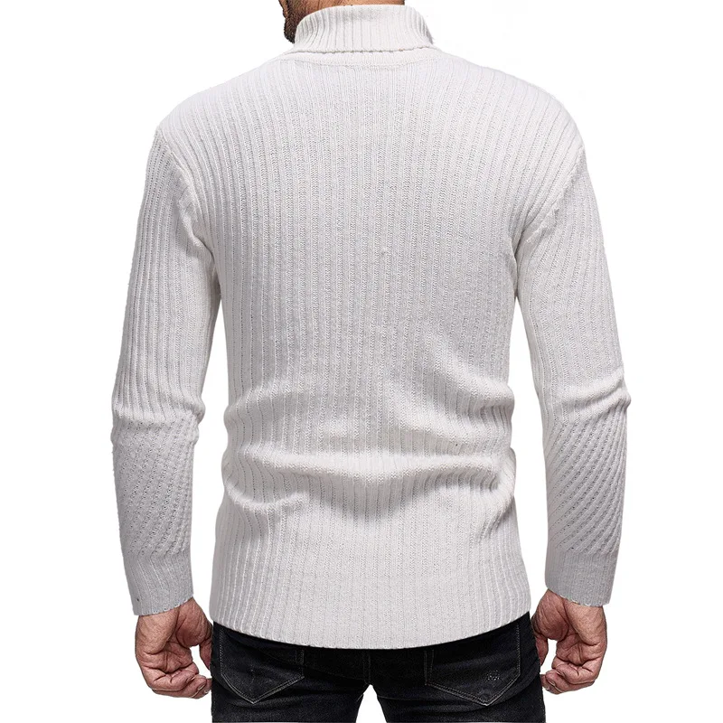Men's Turtleneck Striped Knit Sweater