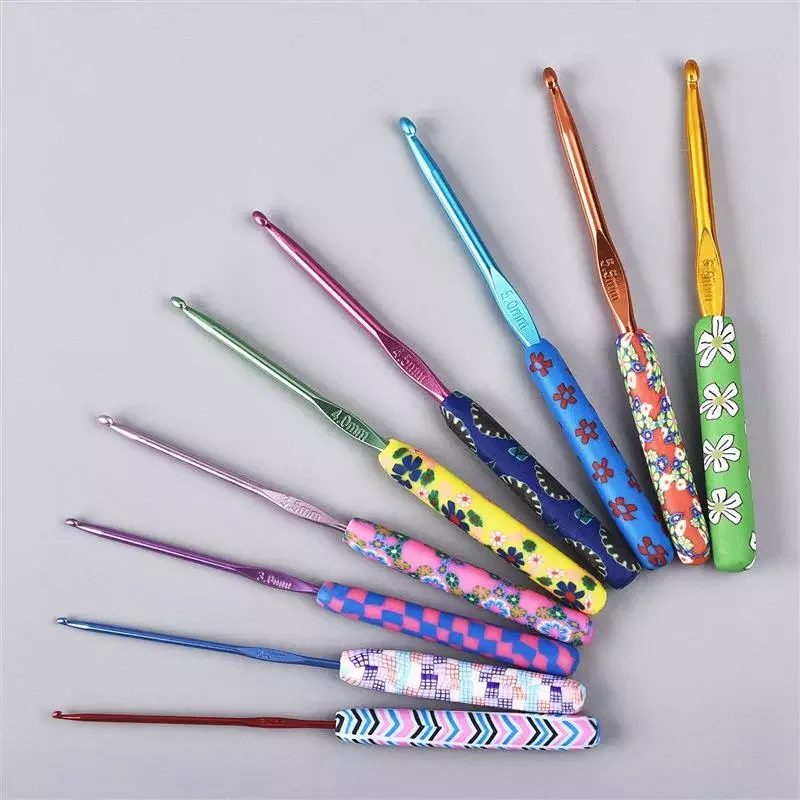 

Hot 8/9pcs Colorful Ceramic Handle Alumina Crochet Hooks Knitting Needles Set Sewing Crochet for Weave Sewing Needles Handmade T