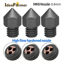 MK8 High Flow Clone CHT Harden Steel 0.2,0.3,0.4,0.6,0.8mm Print Nozzle for 3D Printer Extruder Fit 1.75mm Filament 500°