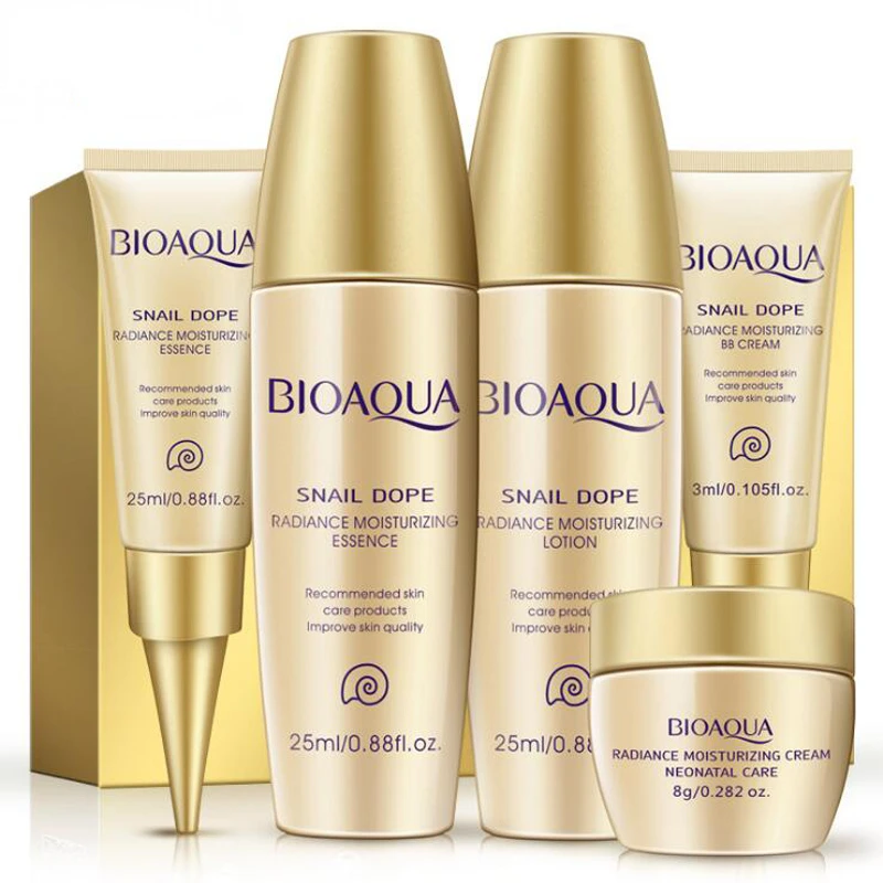 

24K Gold Snail дорожный набор для ухода за кожей, Антивозрастная эссенция для морщин, крем для глаз, тонер, очищающее средство для лица с BB