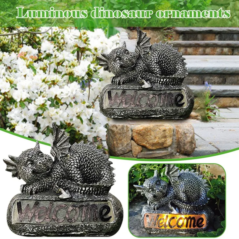 

HOT SALE Garden Courtyard Solar Energy Luminous Dinosaur Sleeping Outdoor LED Lamp Decoration Resin Dinosaur Yard Art Decor