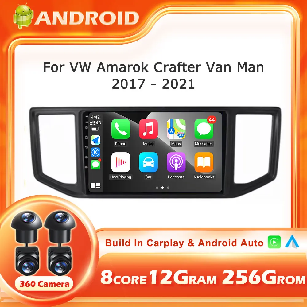 Android 14 авто для VW Amarok Crafter Van Man 2017-2021 Автомобильный радиоприемник Мультимедийный