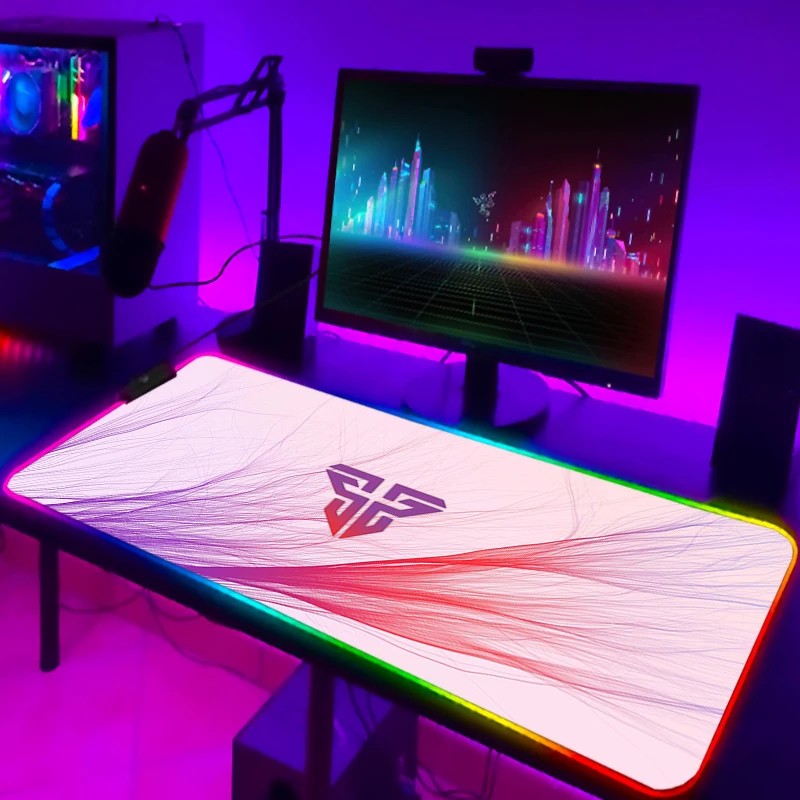 Коврик для мыши с аниме RGB Fantech, аксессуары для игрового стола, Настольный коврик для клавиатуры, светодиодный коврик для мыши, коврики для ге...