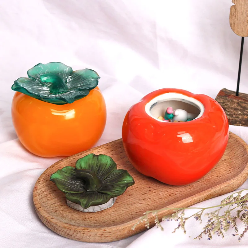 

Persimmon Shaped Gypsum Concrete Epoxy Resin Storage Box Candle Jar Earrings Ring Storage Box Silicone Mold Handmade Crafts
