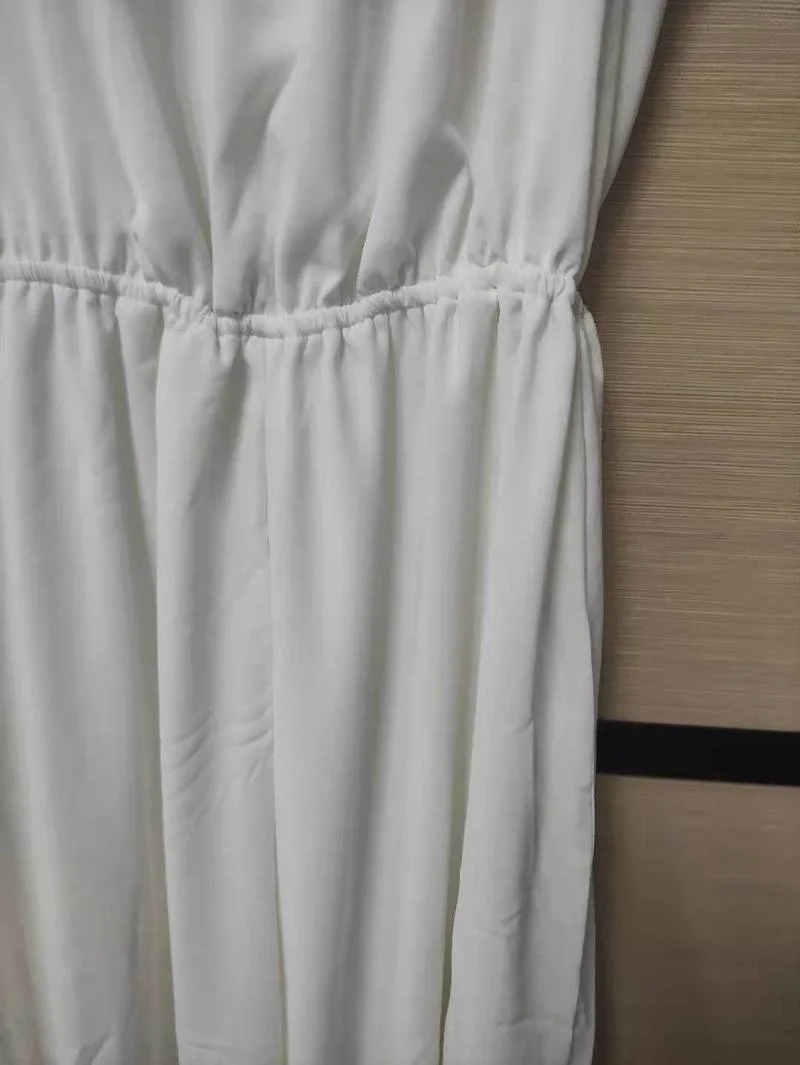 Elegant White Jumpsuit Summer Women 2021 Summer Sleeveless High Waist Loose Trousers Wedding Party Beach Casual Commute Pants