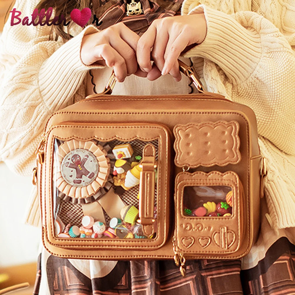 

Kawaii Ita Bag for Women Transparent PVC Pocket Messenger Bag JK Sweet Lolita Shoulder Bag Jelly Purses and Handbags for Girls