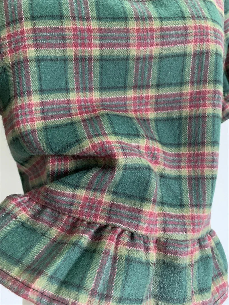 한국국뷰 옷 рубашки и блузы для женщин с клетчатым принтом Блузка винтажный CropTop blusa