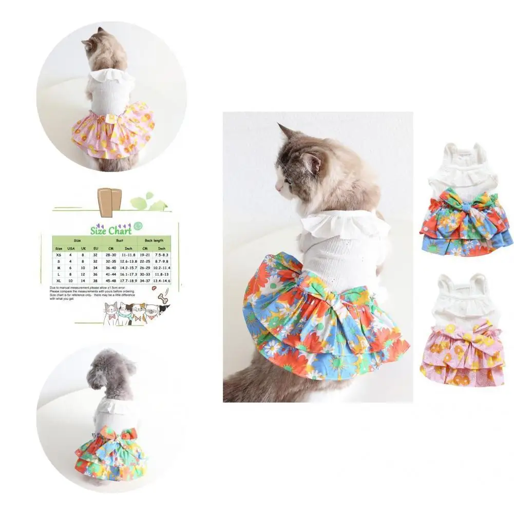 

Good Cat Skirt No Odor Long Lifespan Small Dog Cat Print Princess Dress Pet Apparel Pet Clothes Dog Skirt