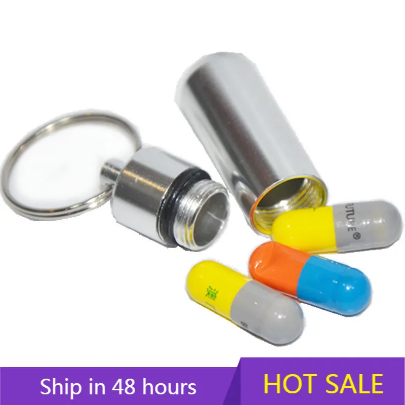 

1 Pc Outdoor Survival Pocket Aluminium Alloy Mini Waterproof Pill Box Case Bottle Drug Holder Container Keychain Medicine