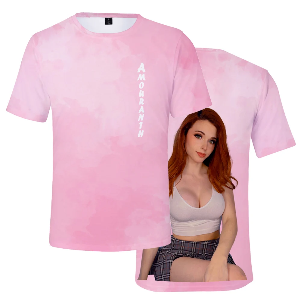 

Футболка Amouranth унисекс с круглым вырезом и коротким рукавом, футболка для мужчин и женщин, уличная одежда в стиле Харадзюку, Молодежная 3d-оде...