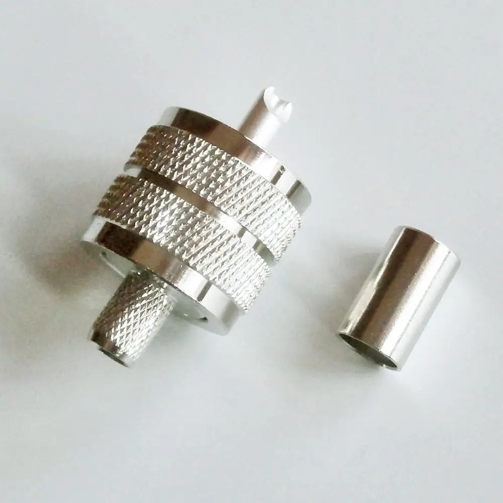 

UHF Male PL259 PL-259 SO239 SO-239 Connector Socket Crimp for RG-8X RG8X RG59 LMR240 Cable Silver Brass RF Coaxial Adapters
