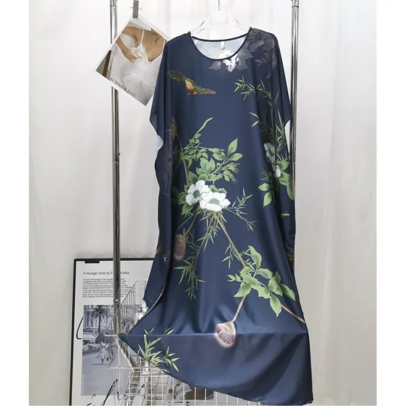 Женская элегантная ночная рубашка с принтом павлина свободная одежда для сна
