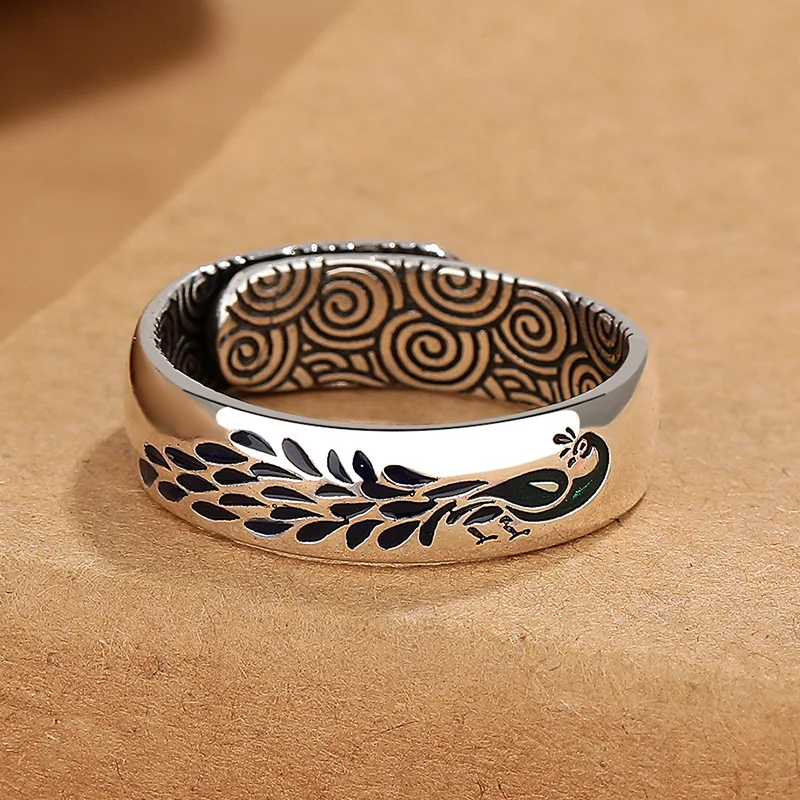 Мужское Винтажное кольцо с эмалью в этническом стиле