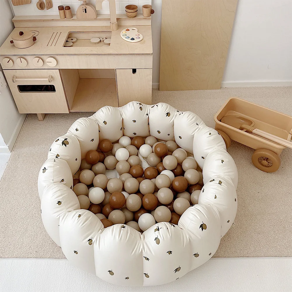 

Inflatable Kids Swimming Pool Petal Shape PVC Children Ball Pool Sandpit Printed Foldable Lightweight Portable for Garden Indoor