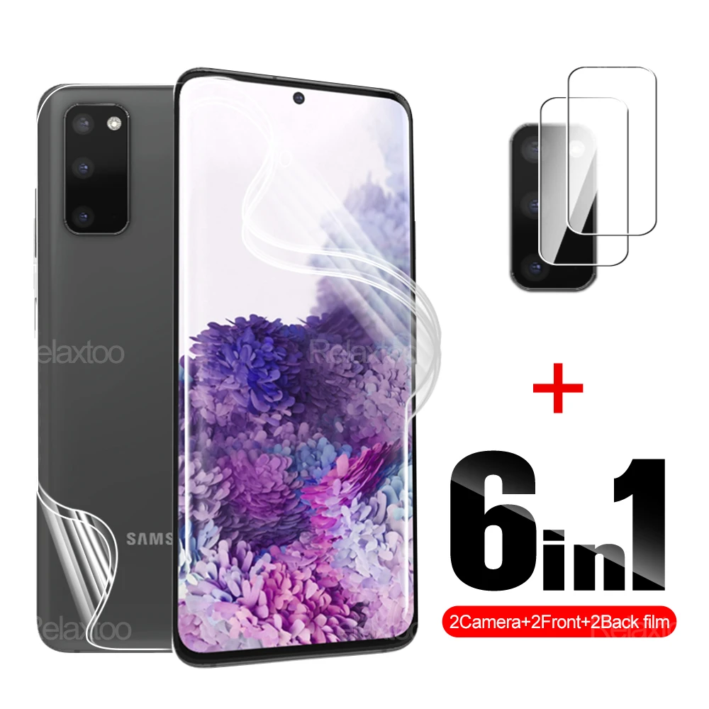

Гидрогелевая пленка 6 в 1 для Samsung Galaxy S20, пленка для объектива камеры Samsung S20, мягкая морозная пленка, не защитное стекло, мягкое полное покрыти...