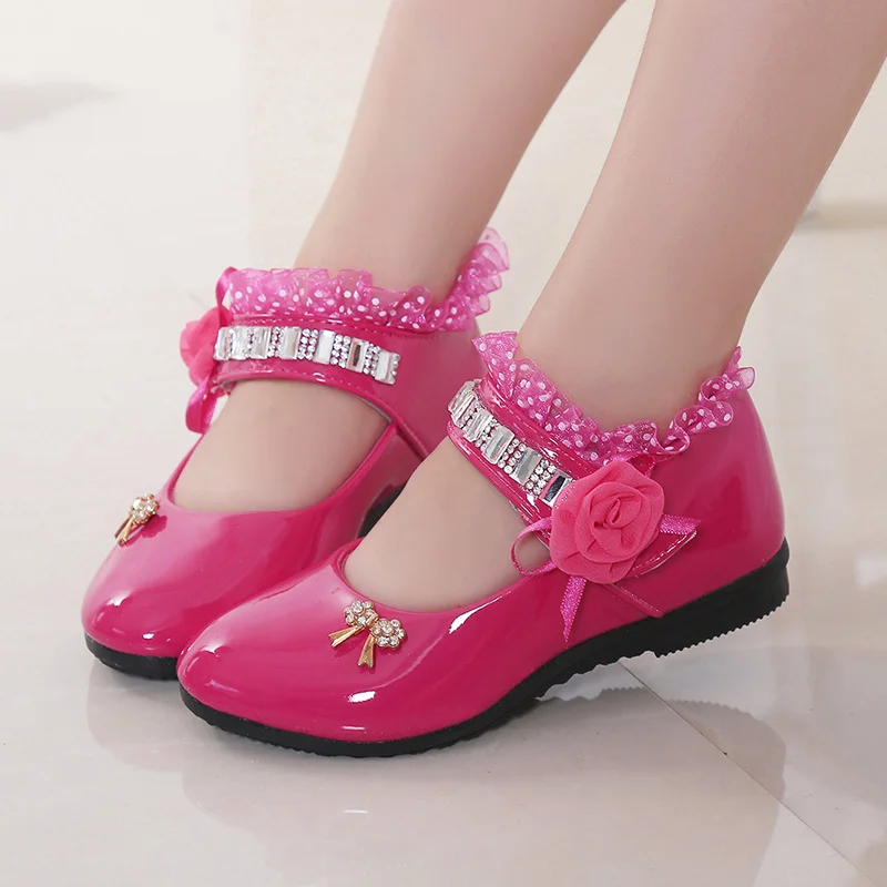 2018 New Children Elegant Princess PU Leather Sandals Kids Girls Wedding Dress Party Beaded Shoes For Girls images - 6