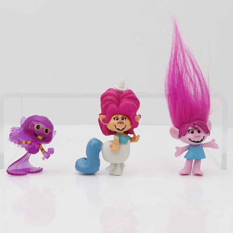 6pcs/set Trolls Figuras 6cm PVC Poppy Branch Magic Fairy Hair Wizard Troll World Tour Model Toys | Фантазийные фигурки