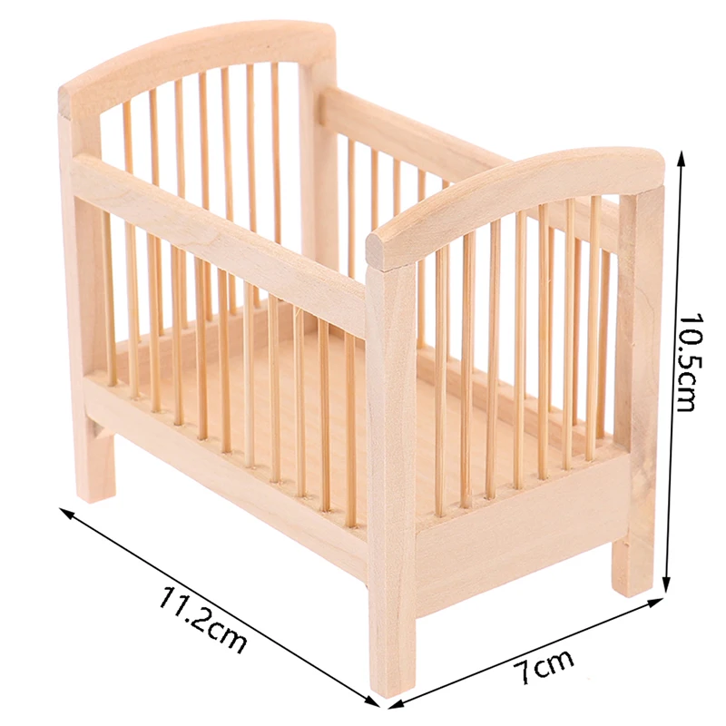 

1PC 1:12 Dollhouse Wooden Miniature Crib Model Furniture Toy Dollhouse DIY Accessories Decoration