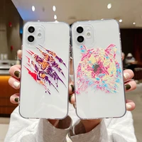 colorful graffiti animal tiger phone case for iphone 11 12 13 pro max mini x xr xs max se 7 8 plus clear cover shockproof shell