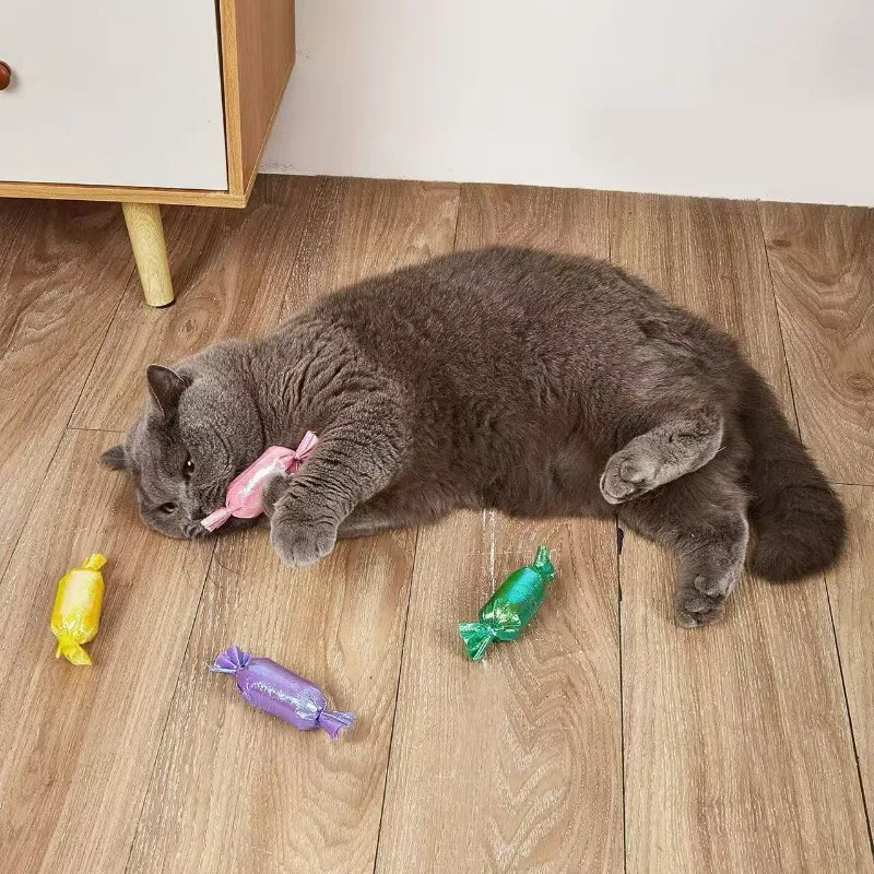 Фото Интерактивные игрушки ZUJOLY для кошек с кошачьей мятой, шуршащие, звуковые, для котят, для игр и упражнений, в форме конфет №1