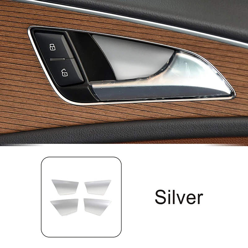 Наклейка на дверную ручку салона, крышку чаши, декоративная отделка, наклейка из нержавеющей стали для Audi A6 C7 2012-2018, автомобильные аксессуары, наклейки на дверную ручку